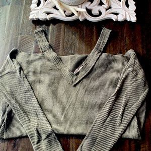 Nordstrom Light Olive Waffle Shirt